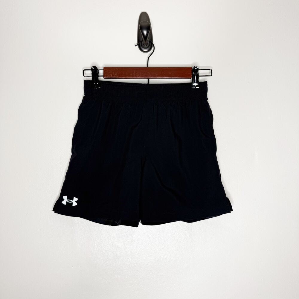 Under Armour 2 in 1 Tech Boys Shorts Camo Lined Black Size Youth Medium